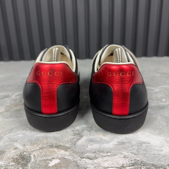 Gucci Ace Stripe Sneakers Black Leather 7.5 G or 8 US or 41.5 EUR - Picture 13 of 16